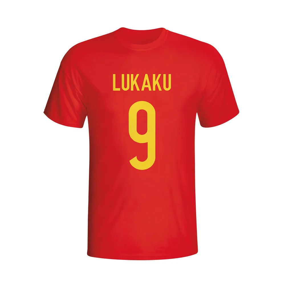 Romelu Lukaku Belgium Hero T-Shirt (Red) Polyester Made By: Gildan Men's Red Medium
