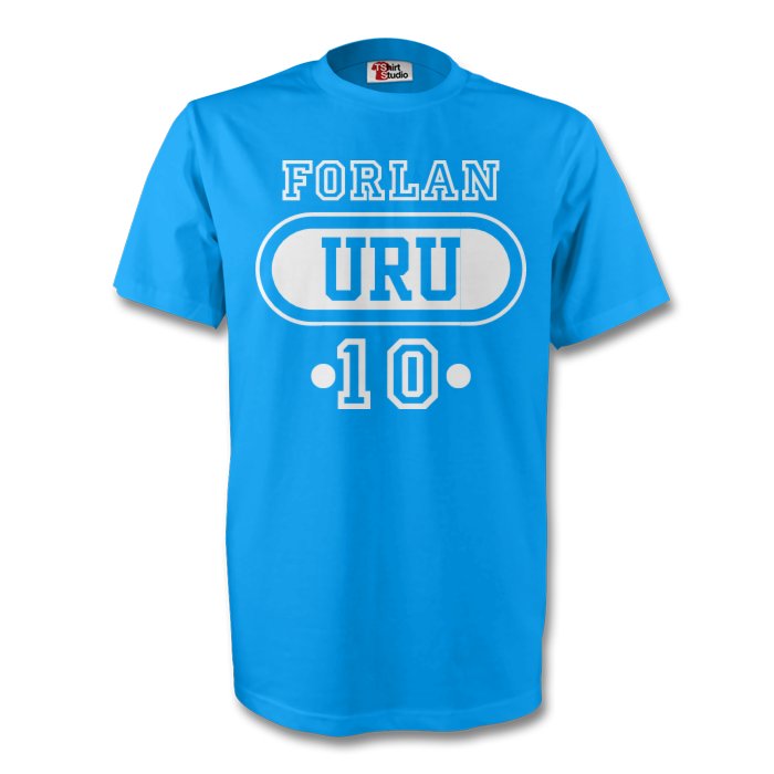 Diego Forlan Uruguay Uru T-Shirt (Sky Blue) - Kids Men's Polyester Made By: Gildan Boys Sky Blue Extra Large