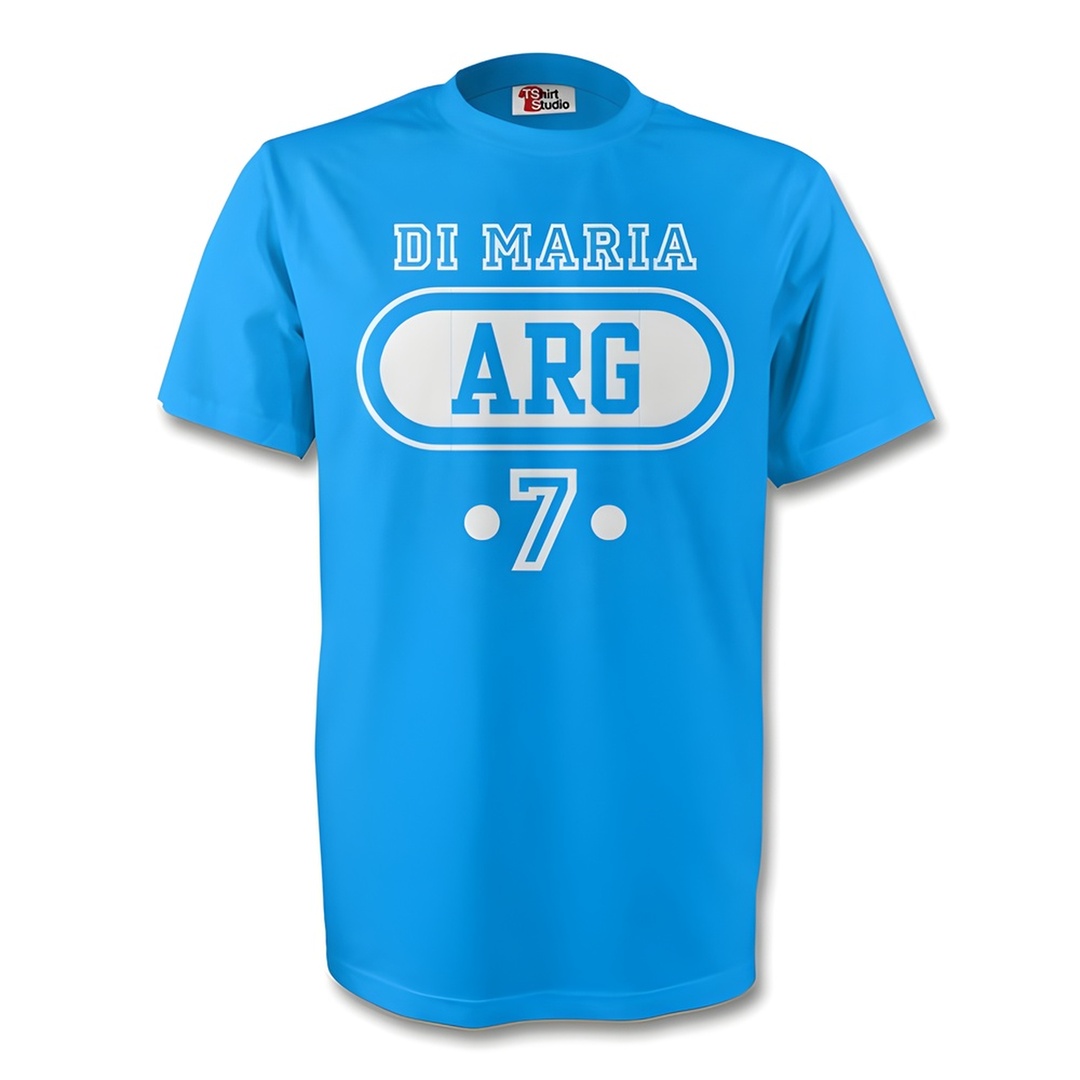 Angel Di Maria Argentina Arg T-Shirt (Sky Blue) Polyester Made By: Gildan Men's Sky Blue Extra Large