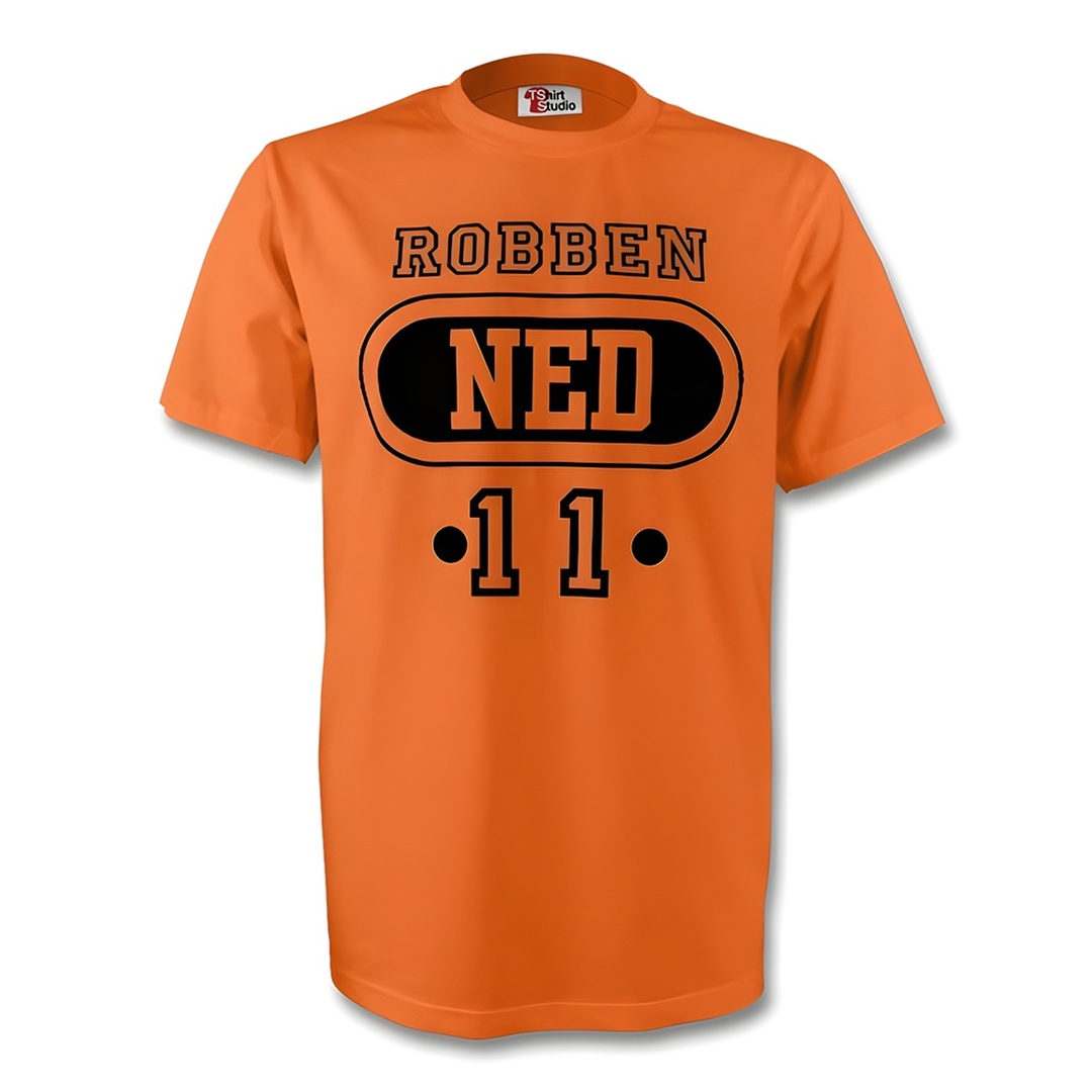 Arjen Robben Holland Ned T-Shirt (Orange) - Kids Men's Polyester Made By: Gildan Boys Orange Extra Small
