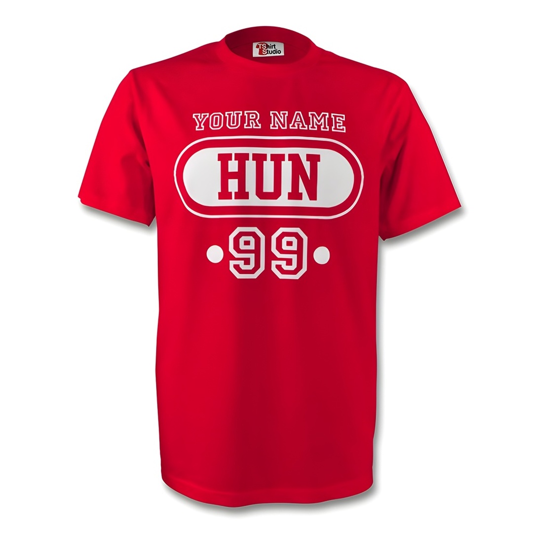 Hungary Hun T-Shirt (Red) + Your Name Polyester Made By: Gildan Men's Red Medium