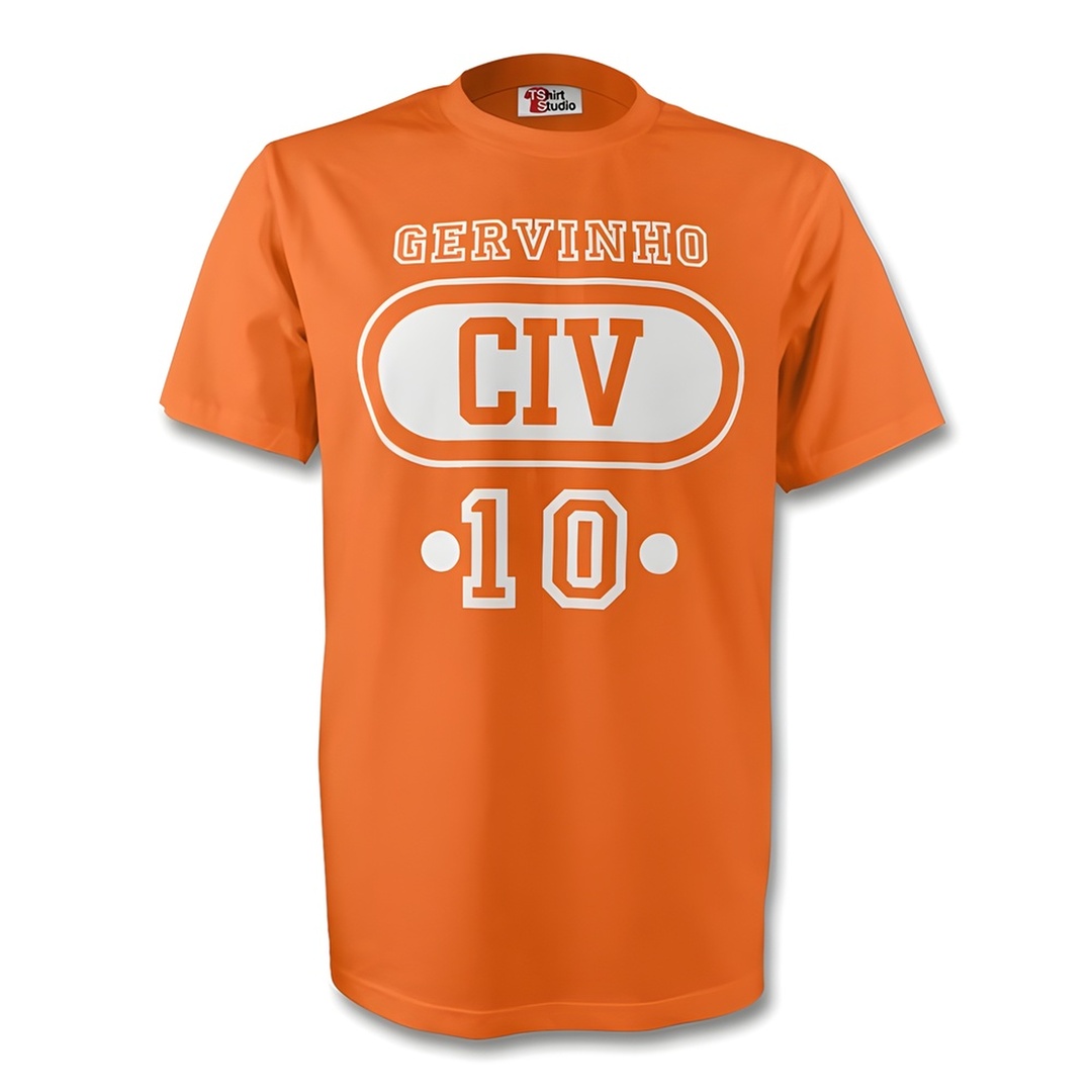 Gervinho Ivory Coast Civ T-Shirt (Orange) Polyester Made By: Gildan Men's Orange Large