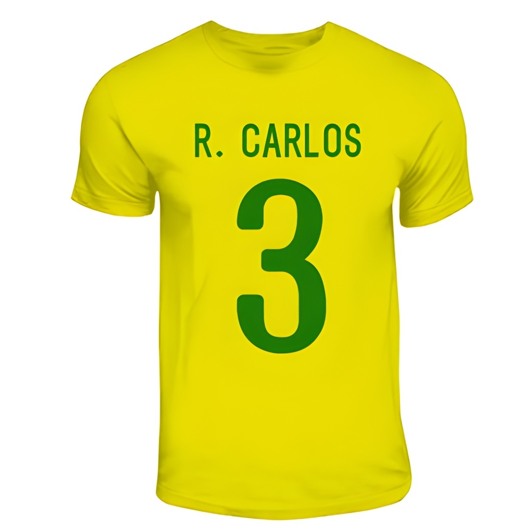 Roberto Carlos Brazil Hero T-Shirt (Yellow) Polyester Made By: Gildan Men's Yellow Small
