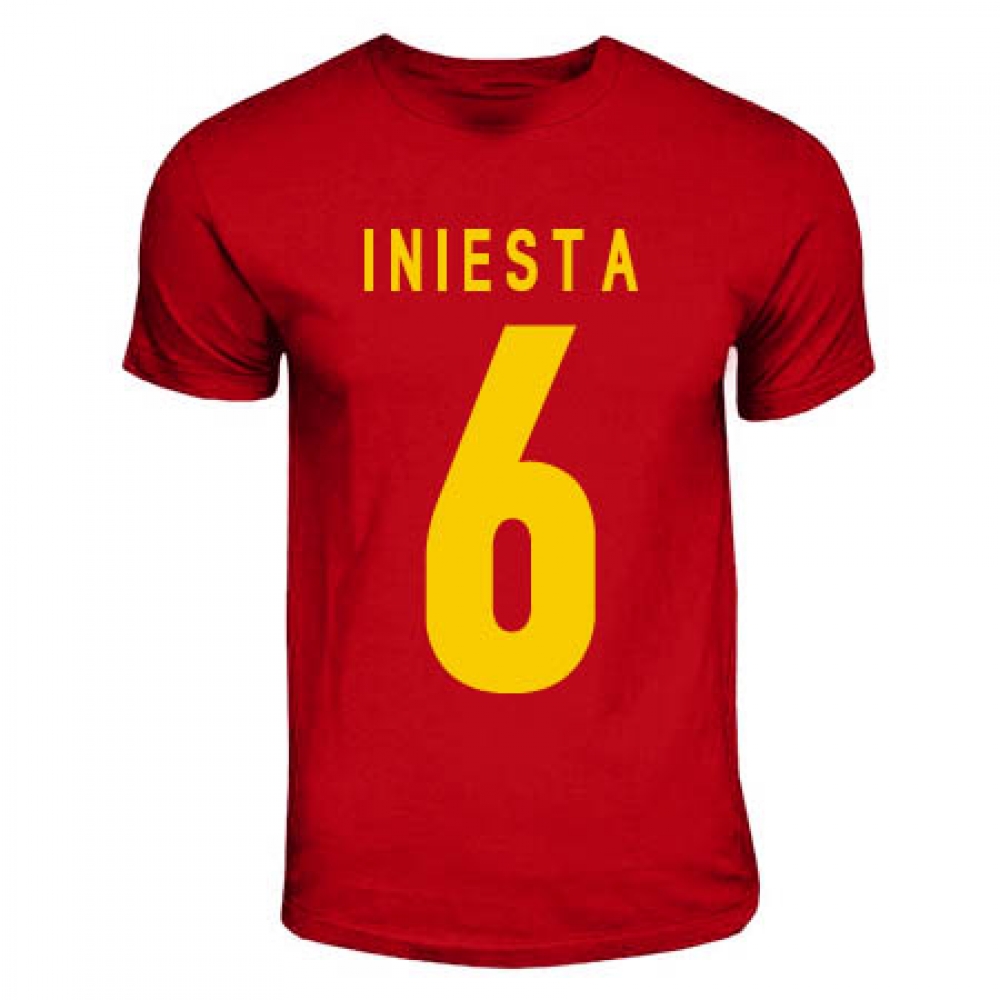 Iniesta Spain Hero T-Shirt (Red) Polyester Made By: Gildan Men's Red Extra Large