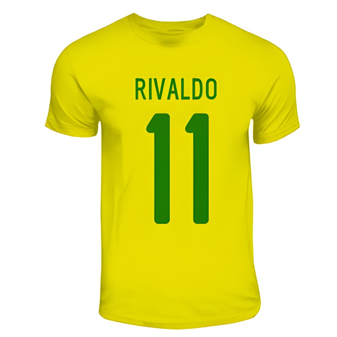 Rivaldo Brazil Hero T-Shirt (Yellow) Polyester Made By: Gildan Men's Yellow Medium