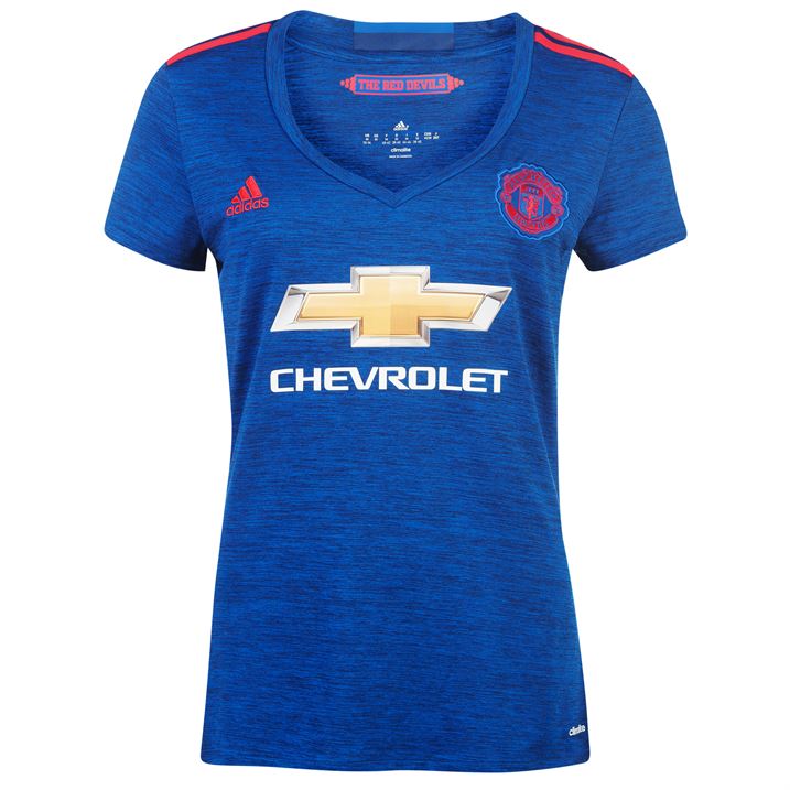 '15-'16 Man Utd Away Shirt () Polyester Manchester United Made By: Adidas Women's Blue Xxs