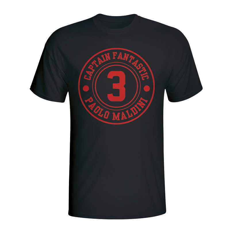 Paolo Maldini Ac Milan Captain Fantastic T-Shirt (Black) Polyester Made By: Gildan Men's Black Large