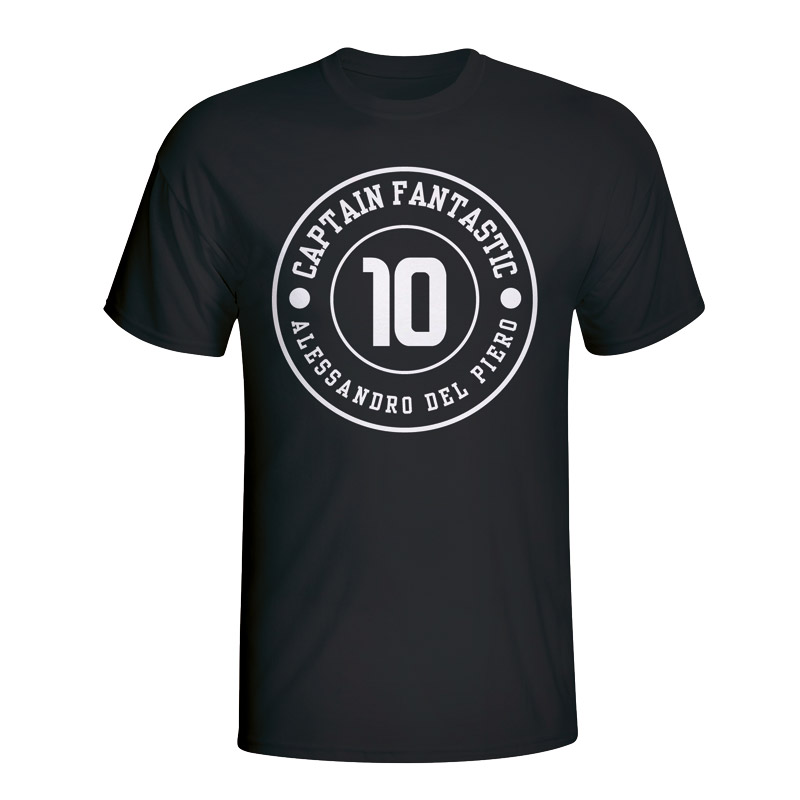 Del Piero Juventus Captain Fantastic T-Shirt (Black) Polyester Made By: Gildan Men's Black Xxl