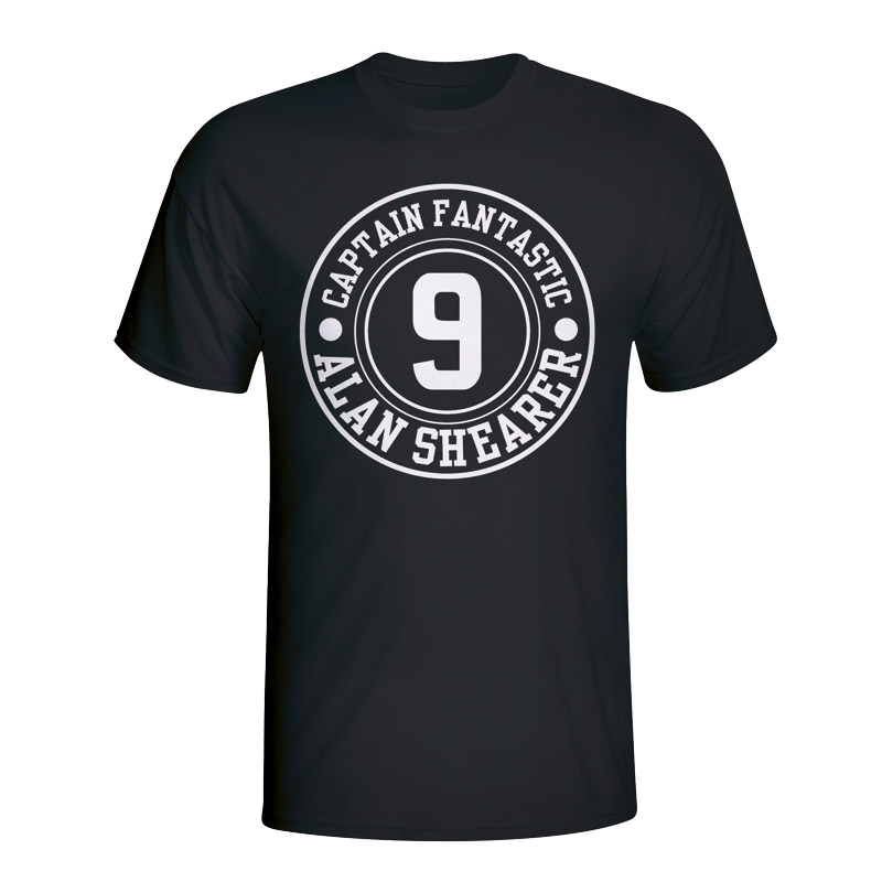 Alan Shearer Newcastle Captain Fantastic T-Shirt (Black) Polyester Made By: Gildan Men's Black Xxl