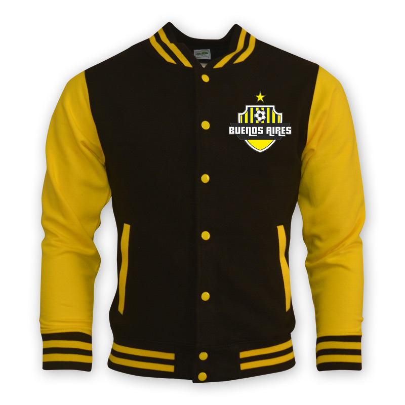 Buenos Aires College Baseball Jacket (Yellow) - Kids Men's Polyester Boca Juniors Made By: Gildan Boys Yellow Large