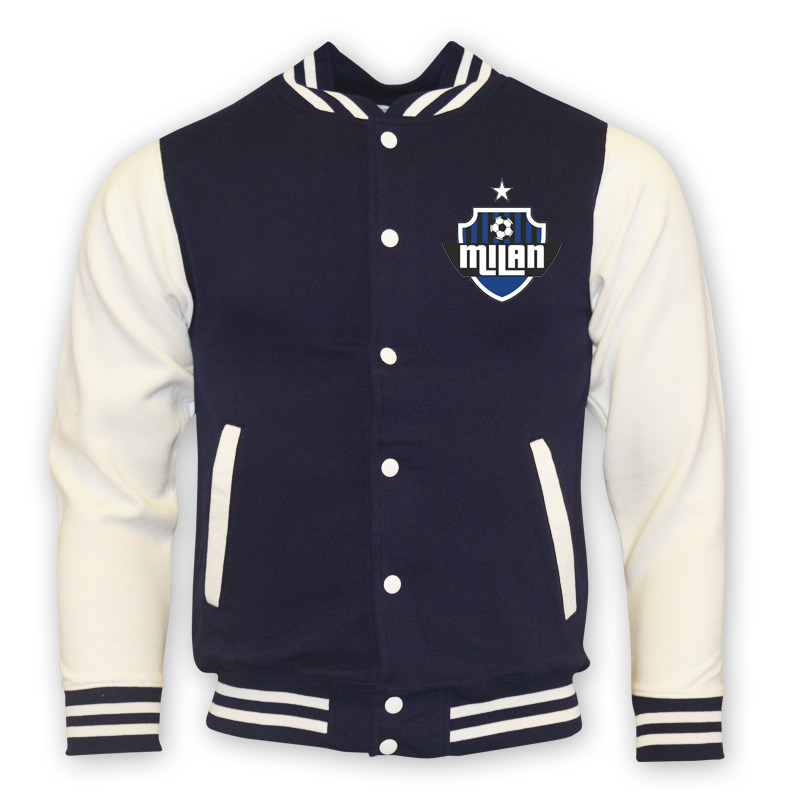 Inter Milan College Baseball Jacket (Navy) - Kids Men's Polyester Made By: Gildan Boys Navy Large