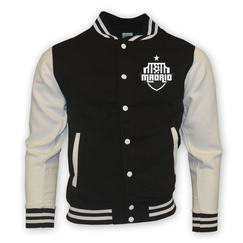 Real Madrid College Baseball Jacket (Black) Polyester Made By: Gildan Men's Black Large