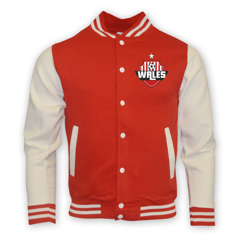 Wales College Baseball Jacket (Red) Polyester Made By: Gildan Men's Red Xxl