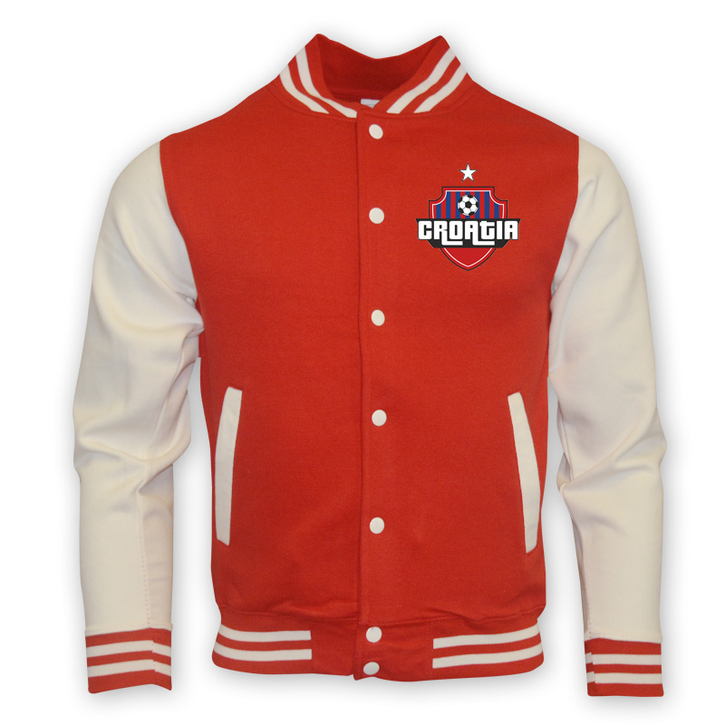 Croatia College Baseball Jacket (Red) Polyester Made By: Gildan Men's Red Extra Large