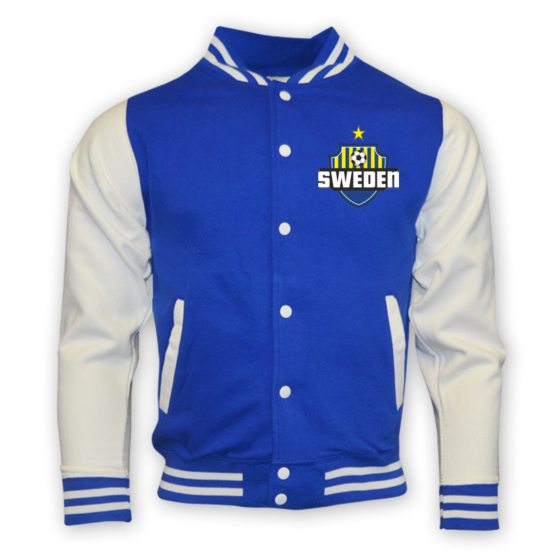 Sweden College Baseball Jacket (Blue) Polyester Made By: Gildan Men's Blue Small