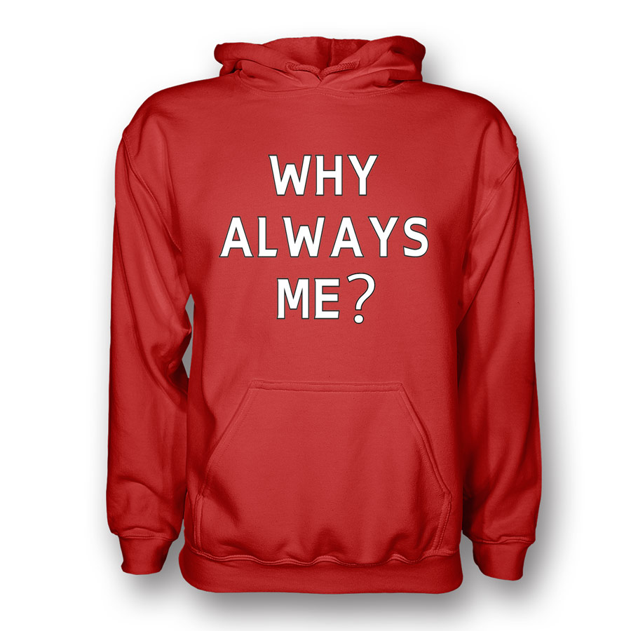Mario Balotelli Why Always Me Hoody (Red) Polyester Manchester United Made By: Gildan Men's Red Extra Large