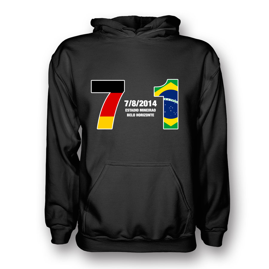 Germany 7 Brazil 1 Hoody (Black) - Kids Polyester Western Knights Made By: Gildan Unisex Kids Black Medium