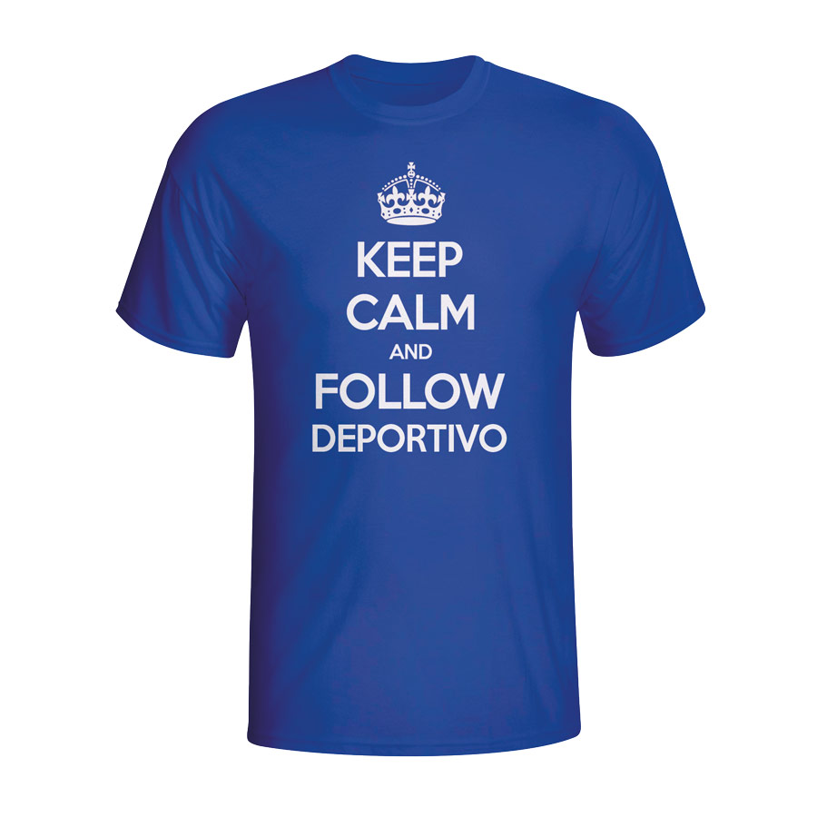 Click to view product details and reviews for Keep Calm And Follow Deportivo T Shirt Blue.