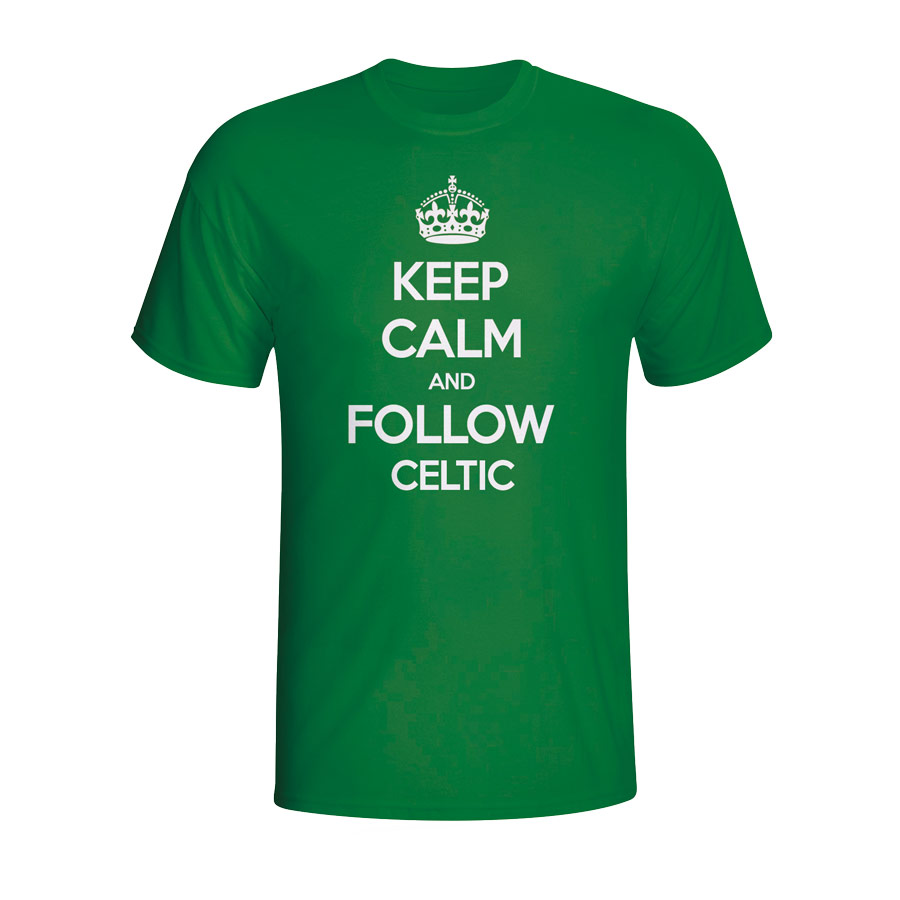 Keep Calm And Follow Celtic T-Shirt (Green) - Kids Men's Polyester Made By: Gildan Boys Green Small