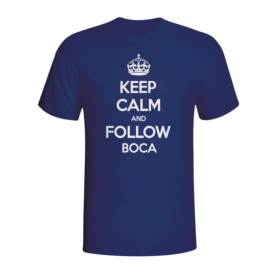 Keep Calm And Follow Boca Juniors T-Shirt (Navy) Polyester Made By: Gildan Men's Navy Xxl