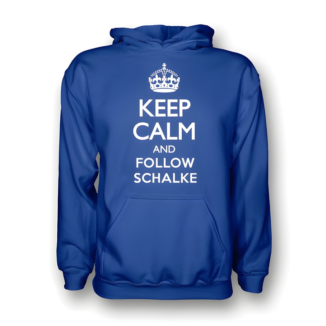 Keep Calm And Follow Schalke Hoody (Blue) - Kids Men's Polyester Schalke 04 Made By: Gildan Boys Blue Small