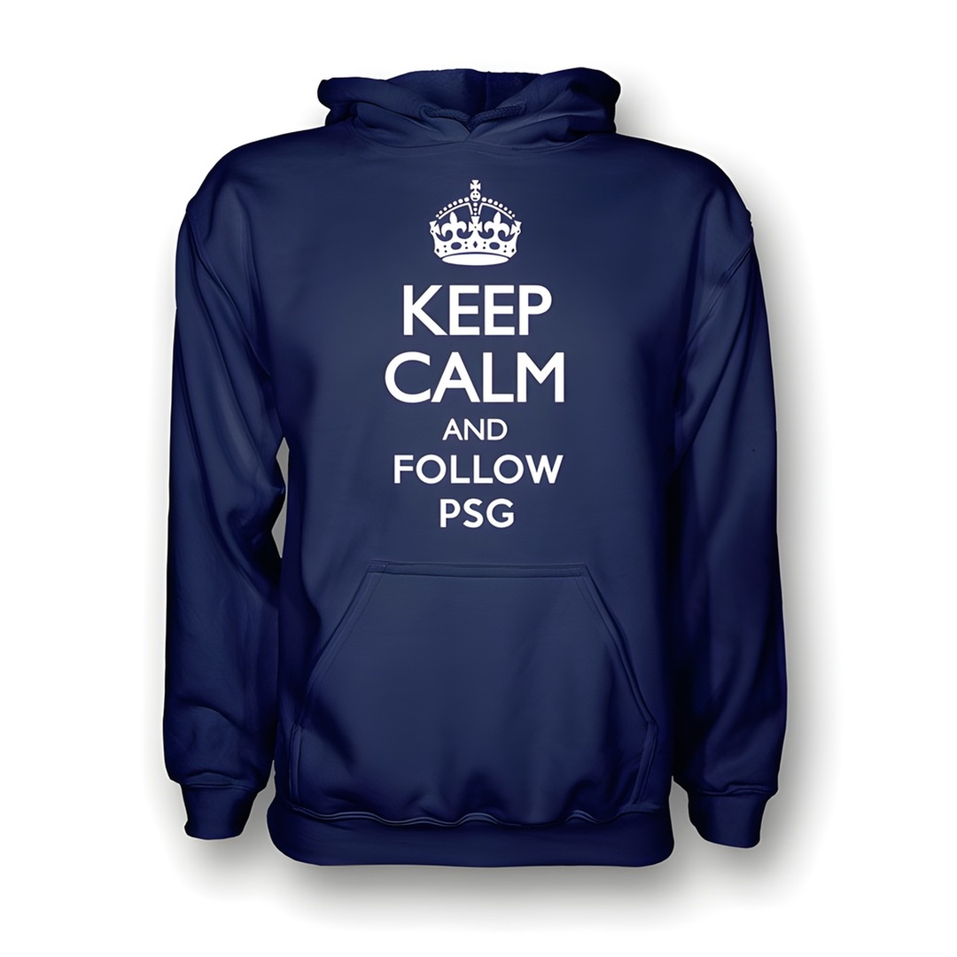 Keep Calm And Follow Psg Hoody (Navy) Polyester Made By: Gildan Men's Navy Large