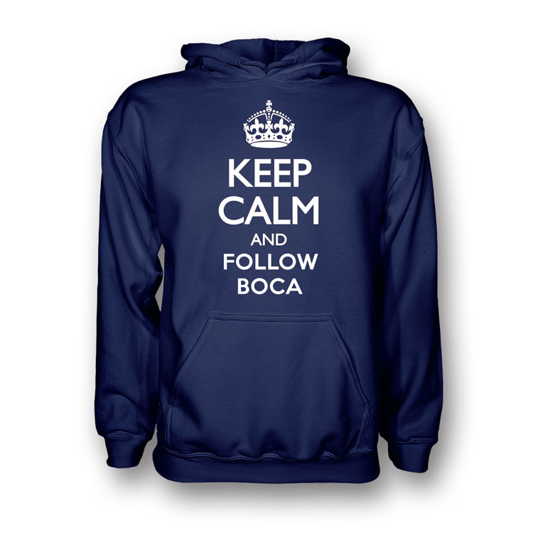 Keep Calm And Follow Boca Juniors Hoody (Navy) - Kids Polyester Made By: Gildan Unisex Kids Navy Medium
