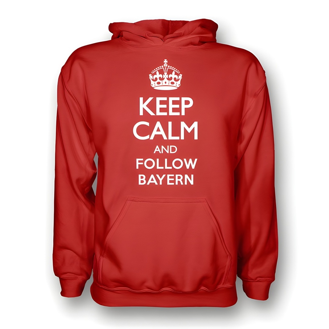 Keep Calm And Follow Bayern Munich Hoody (Red) - Kids Men's Polyester Made By: Gildan Boys Red Large