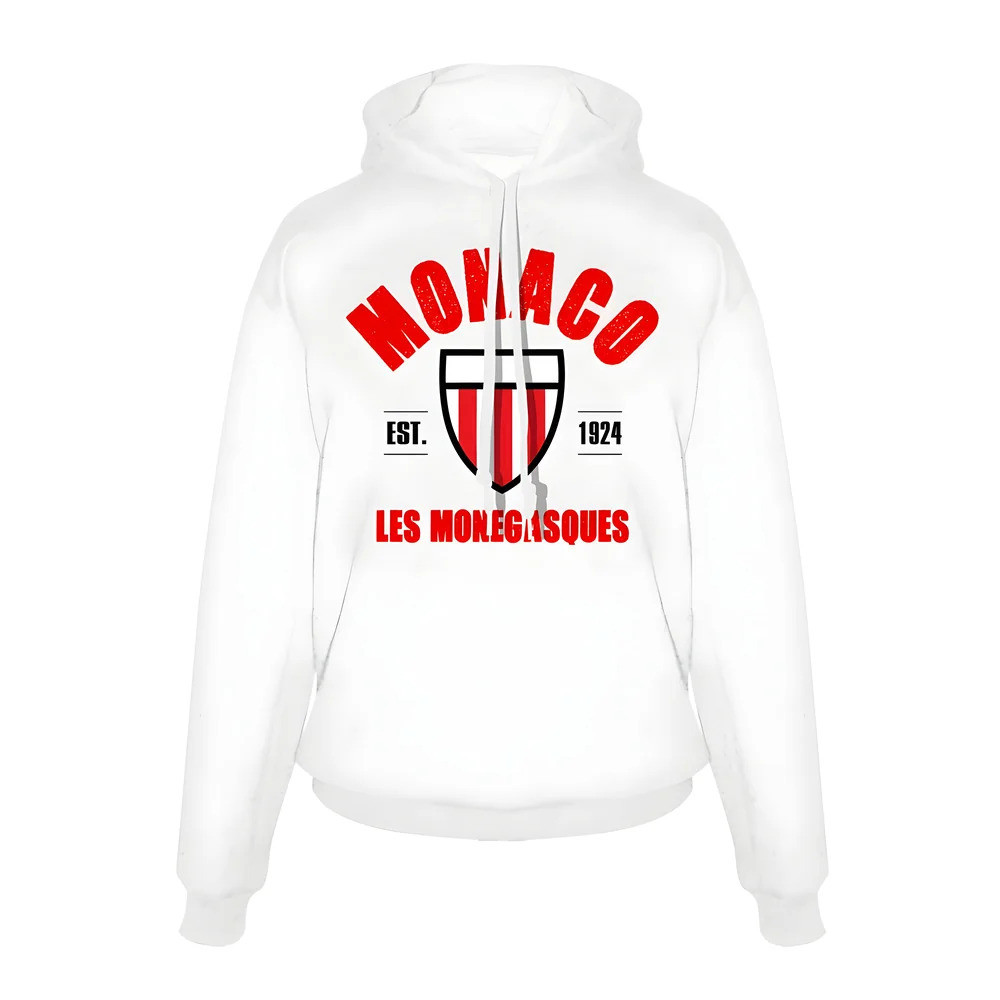 Monaco Est.1924 Footer With Hood - Polyester Made By: Soccer Tees Men's White Small
