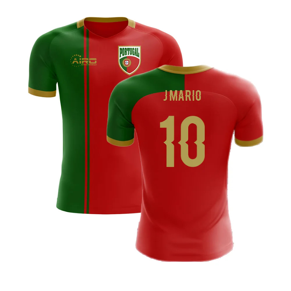 '25-'26 Portugal Flag Home Concept Football Shirt (J.mario 10) Polyester Made By: Airo Sportswear Men's Red 5XL