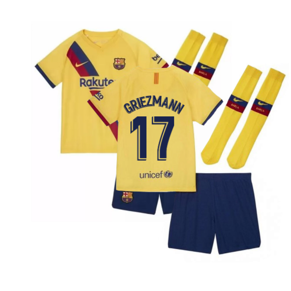 2019-2020 Barcelona Away Nike Little Boys Mini Kit (Griezmann 17)