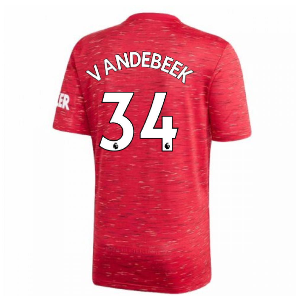 '20-'21 Man Utd Adidas Home Football Shirt (Kids) (Van De Beek 34) 9-10 Polyester Donny Van De Beek Manchester United Unisex Kids Red Size 15-16