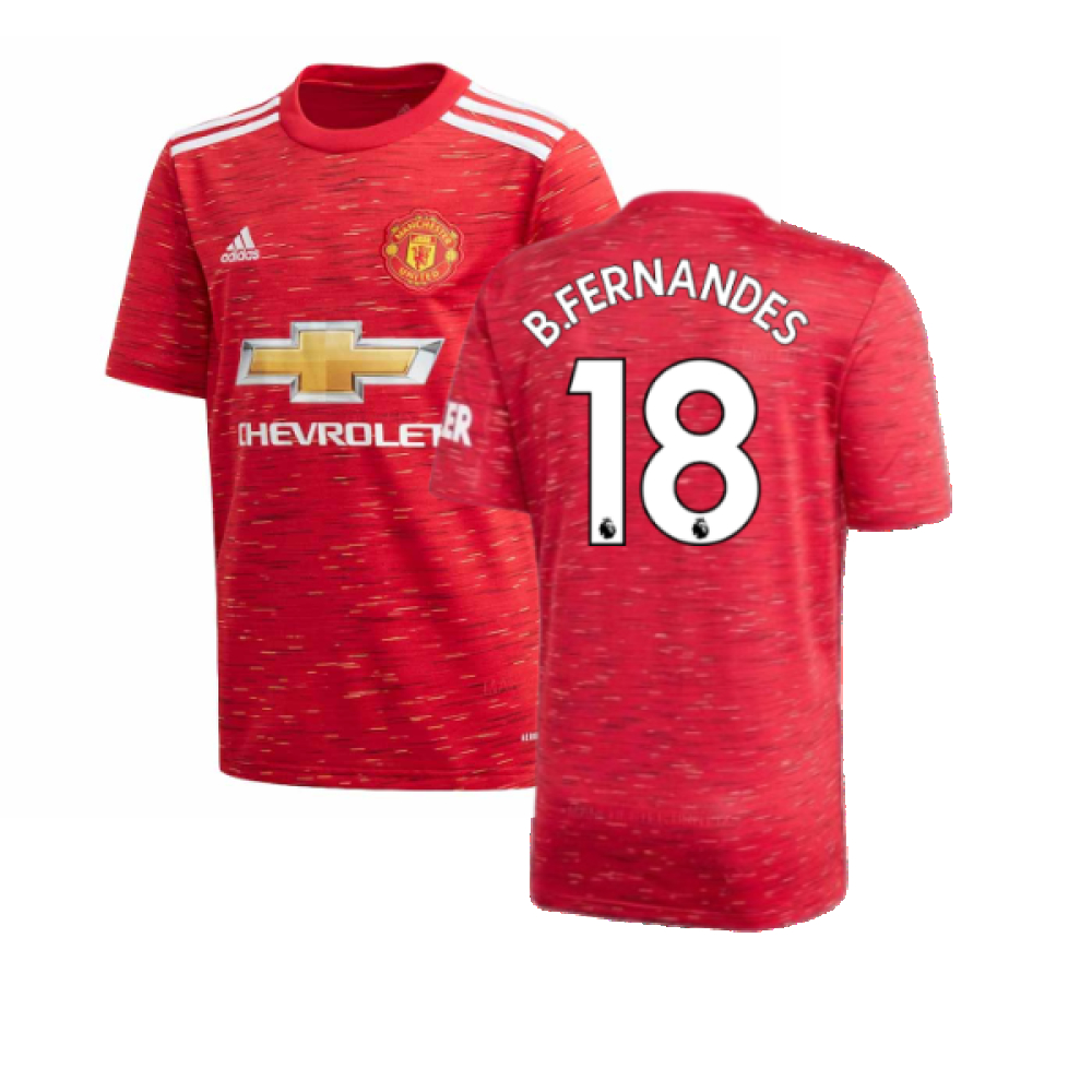 '20-'21 Man Utd Adidas Home Football Shirt (Kids) (B.fernandes 18) Polyester Bruno Fernandes Manchester United Unisex Kids Red Size 9-10