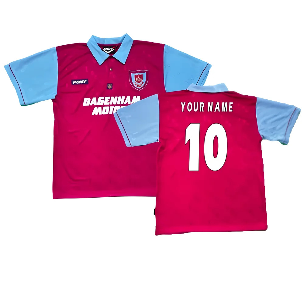 '95-'96 West Ham Centenary Pony Home Shirt (Your Name) Polyester Men's Claret Medium