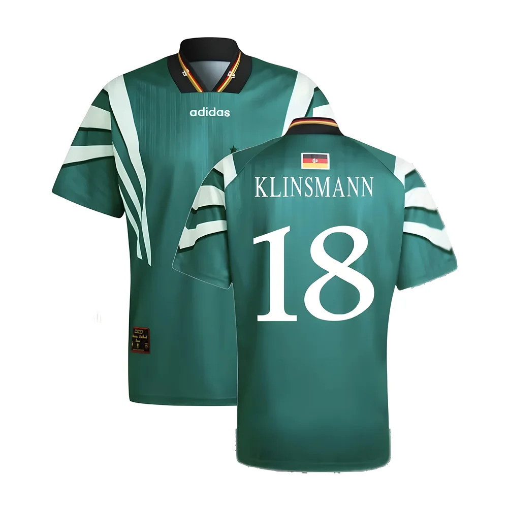 1996 Germany Euro 96 Away Shirt (Klinsmann 18) Polyester Made By: Adidas Men's Green Medium