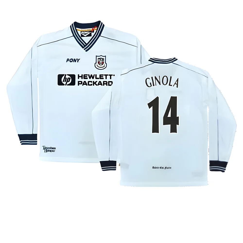 '97-'99 Tottenham Home Ls Pony Retro Shirt (Ginola 14) Polyester Men's White Large