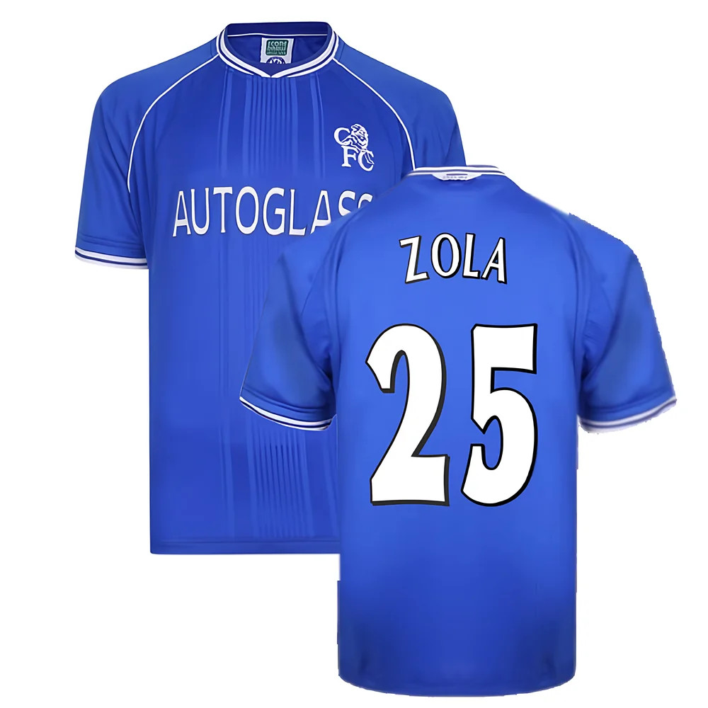 '00-'01 Chelsea Home Shirt (Zola 25) Polyester Gianfranco Zola Made By: Score Draw Men's Blue Extra Large
