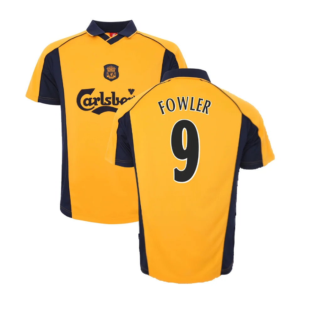 '00-'01 Liverpool Away Retro Shirt (Fowler 9) Polyester Robbie Fowler Men's Yellow Xxl