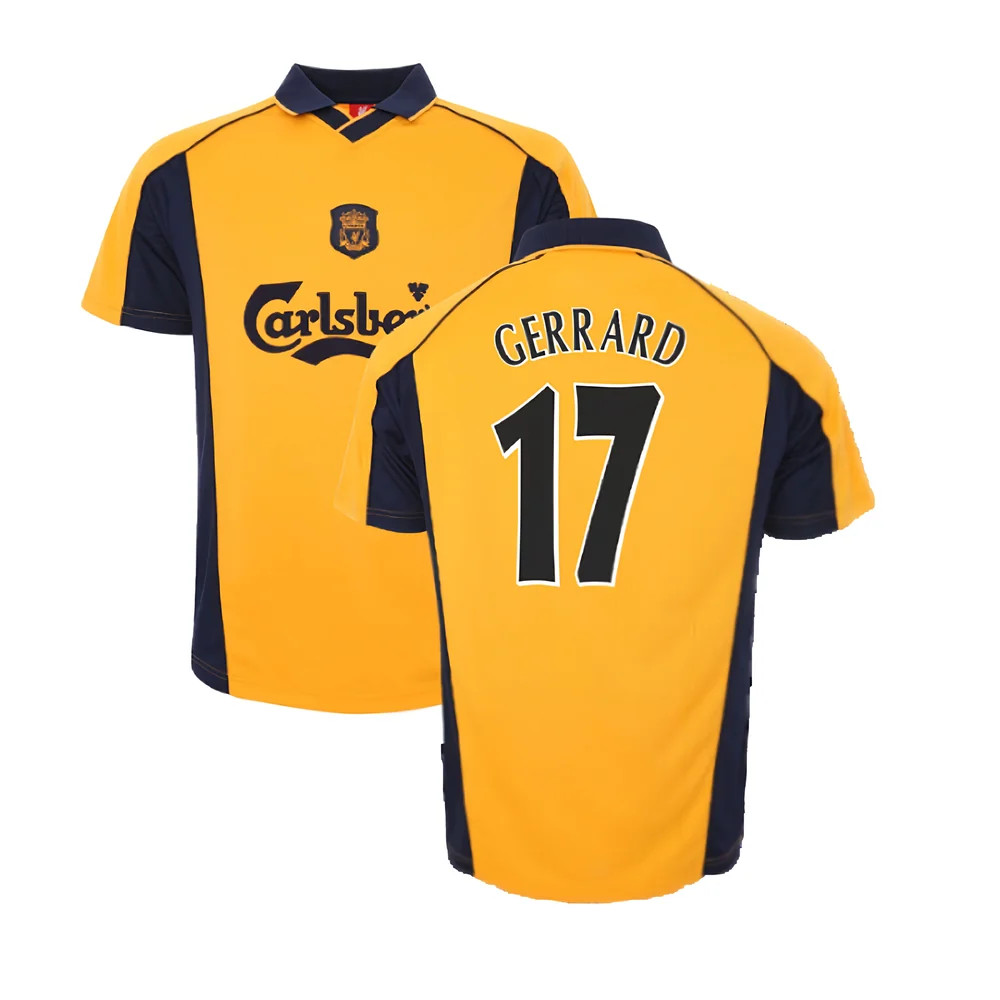 '00-'01 Liverpool Away Retro Shirt (Gerrard 17) Polyester Steven Gerrard Men's Yellow Large