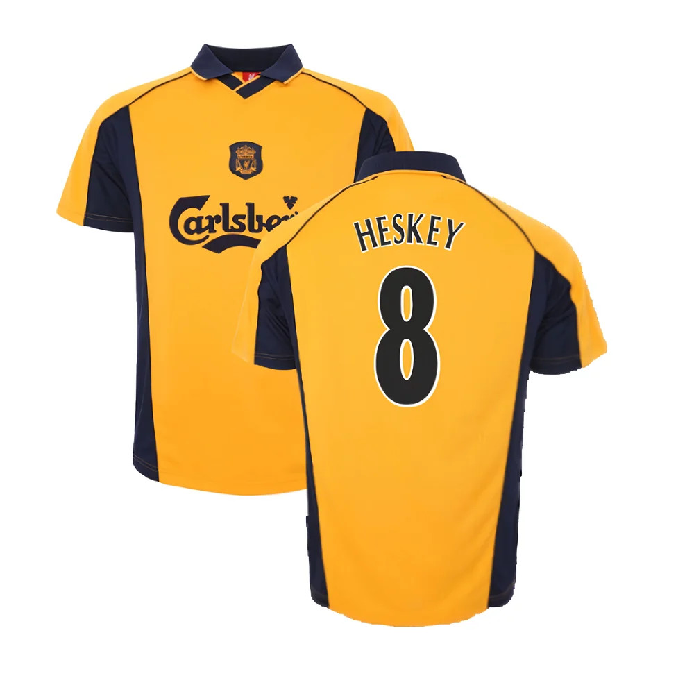'00-'01 Liverpool Away Retro Shirt (Heskey 8) Polyester Men's Yellow Large