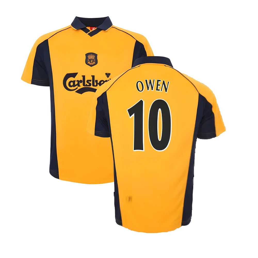 '00-'01 Liverpool Away Retro Shirt (Owen 10) Polyester Men's Yellow Xxl