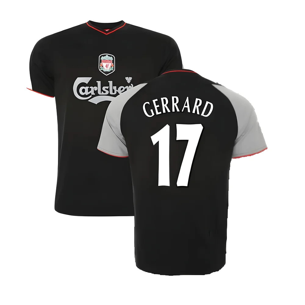 '02-'03 Liverpool Away Retro Shirt (Gerrard 17) Polyester Steven Gerrard Men's Black Medium