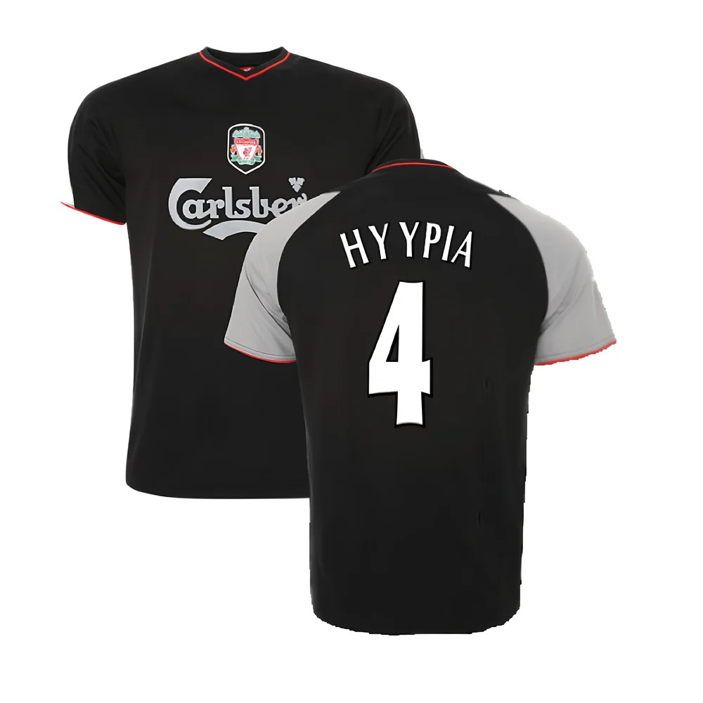 '02-'03 Liverpool Away Retro Shirt (Hyypia 4) Polyester Sami Hyypia Men's Black Extra Large