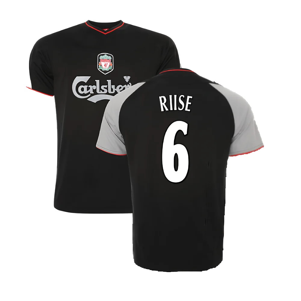 '02-'03 Liverpool Away Retro Shirt (Riise 6) Polyester John Arne Riise Men's Black Medium