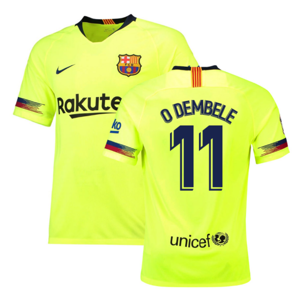 Click to view product details and reviews for 2018 19 Barcelona Away Shirt O Dembele 11 Kids.