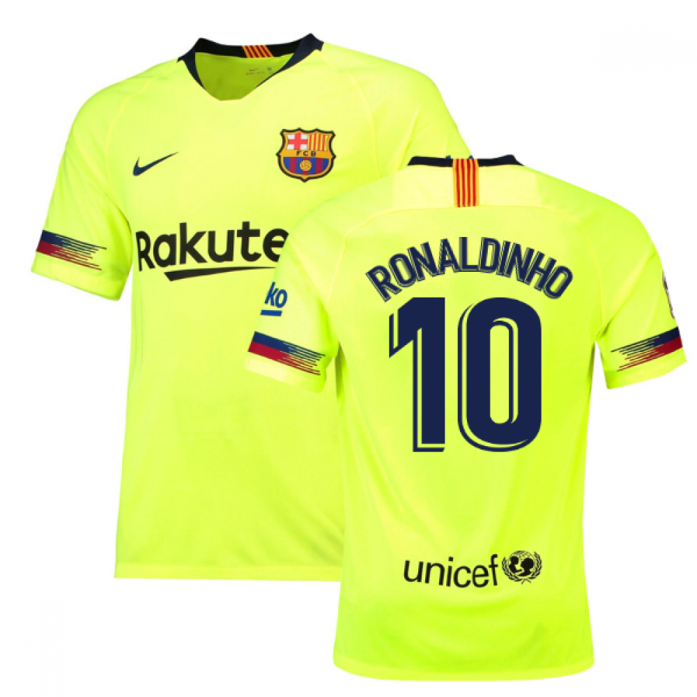 Click to view product details and reviews for 2018 19 Barcelona Away Shirt Ronaldinho 10 Kids.