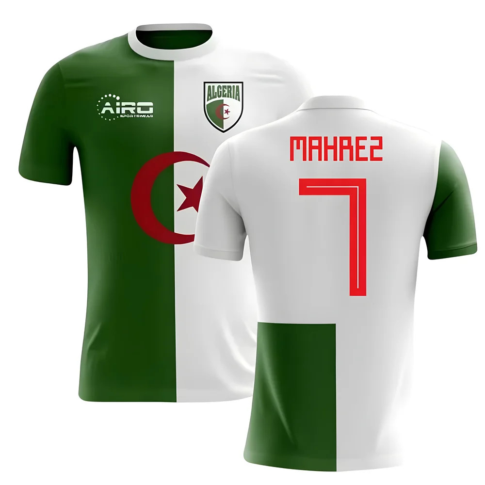 '25-'26 Algeria Home Concept Football Shirt (Mahrez 7) Polyester Made By: Airo Sportswear Men's Green Xxl