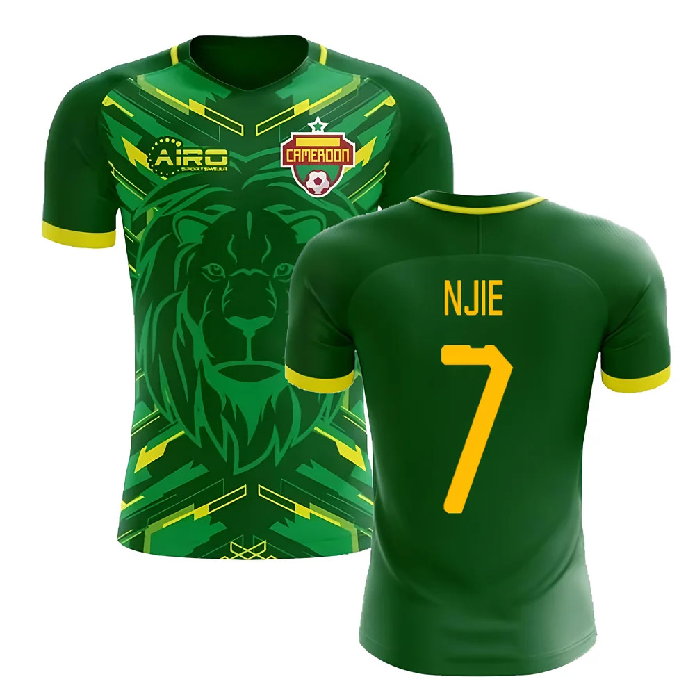 '25-'26 Cameroon Home Concept Football Shirt (Njie 7) Polyester Made By: Airo Sportswear Men's Green 4XL