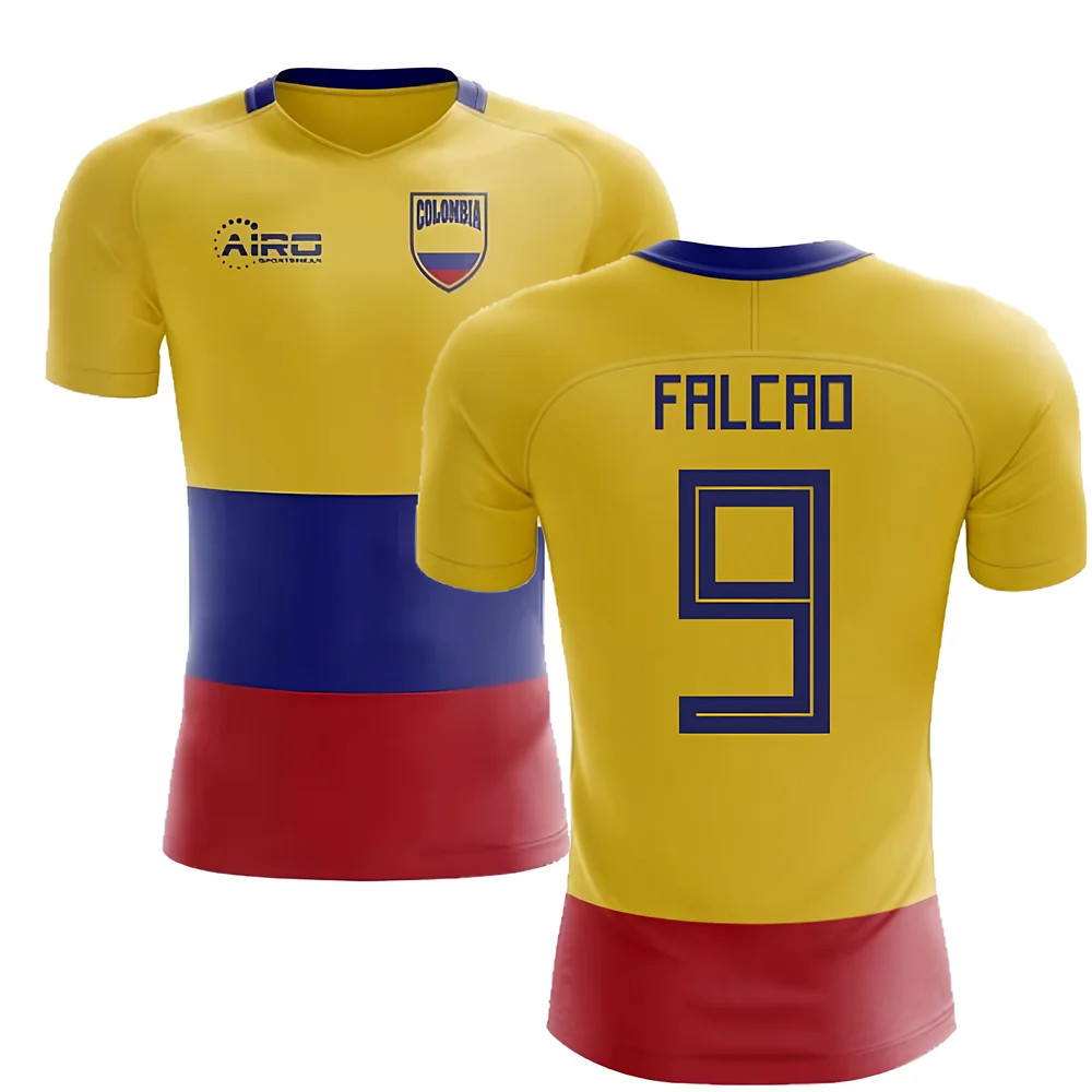'25-'26 Colombia Flag Concept Football Shirt (Falcao 9) Polyester Made By: Airo Sportswear Men's Yellow 3XL