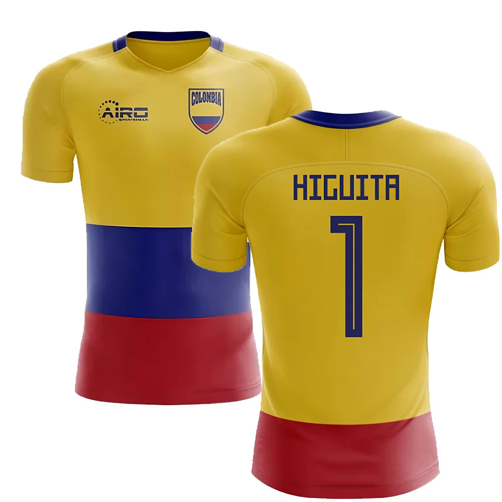 '25-'26 Colombia Flag Concept Football Shirt (Higuita 1) Polyester Made By: Airo Sportswear Men's Yellow 3XL